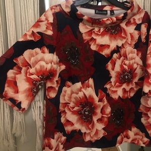 Modern Navy Floral Blouse